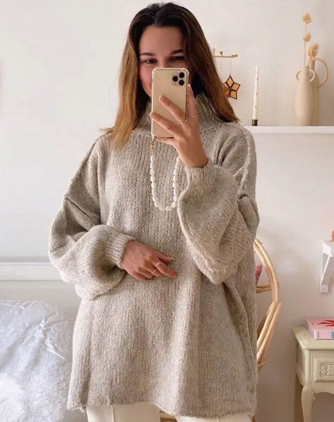 Therese | Women's Oversized Turtleneck Cozy Long-Sleeve Knit Pullover