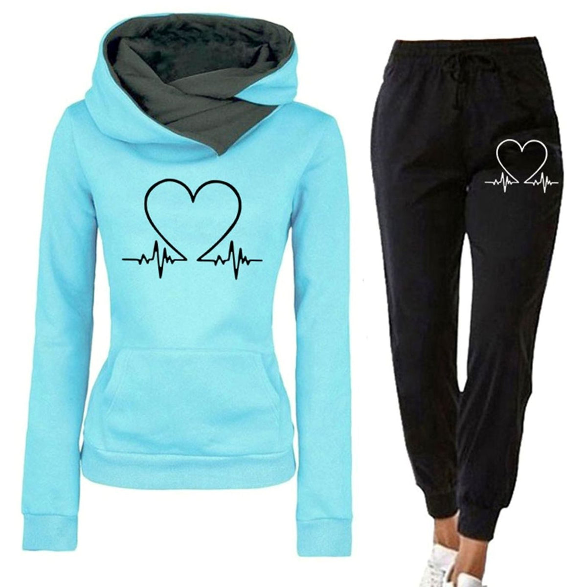 Manon | Women's Heart Graphic Hoodie and Jogger Tracksuit Set