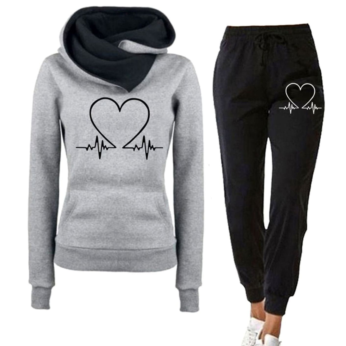 Manon | Women's Heart Graphic Hoodie and Jogger Tracksuit Set