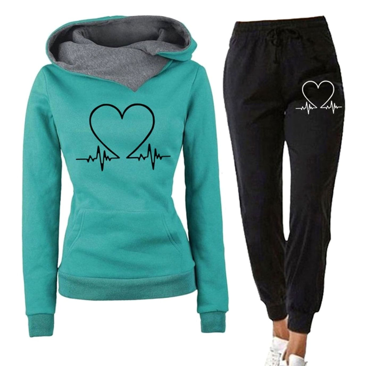 Manon | Women's Heart Graphic Hoodie and Jogger Tracksuit Set