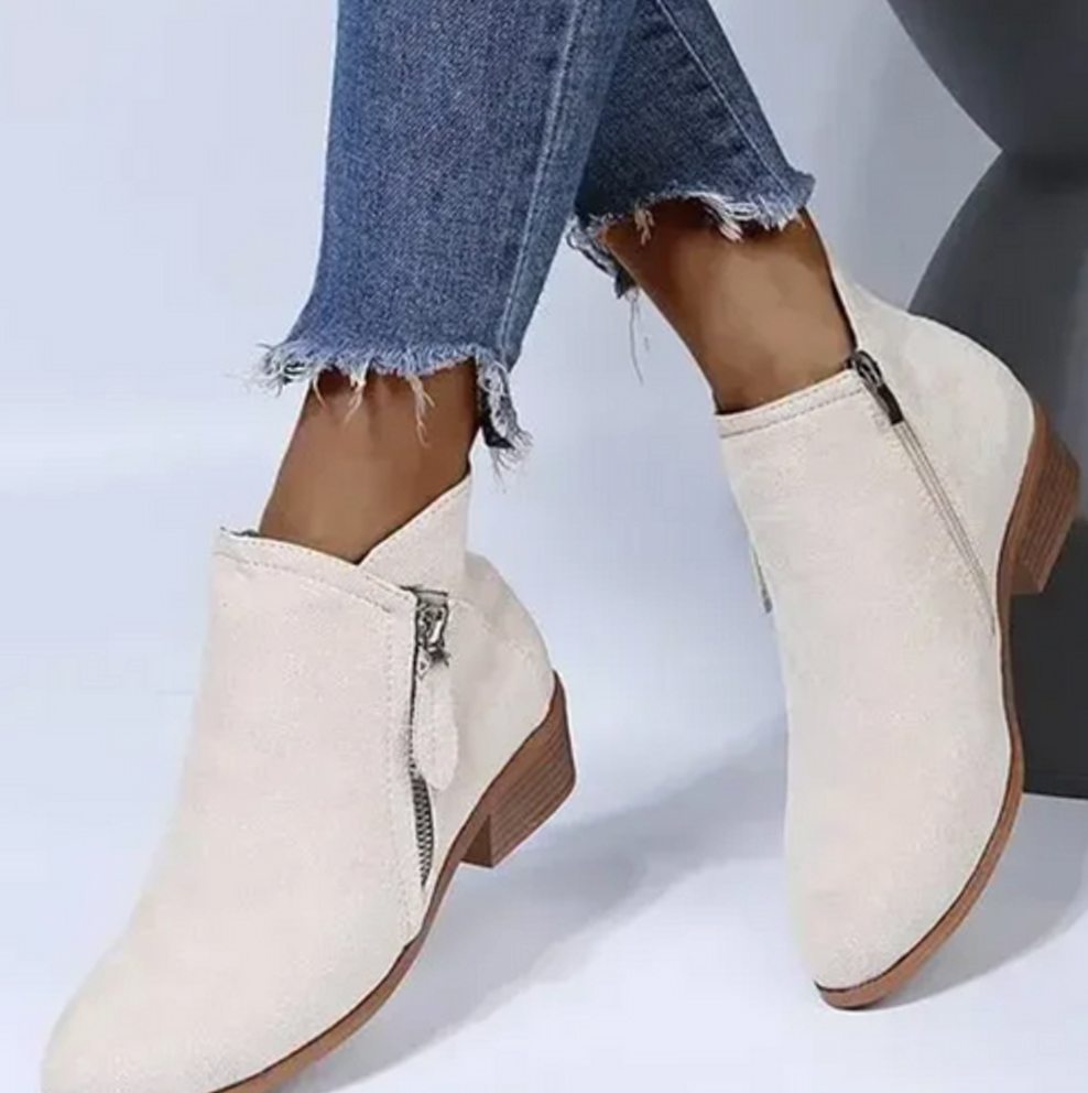 Saskia | Women's Faux Suede Side-Zip Block-Heel Ankle Boots