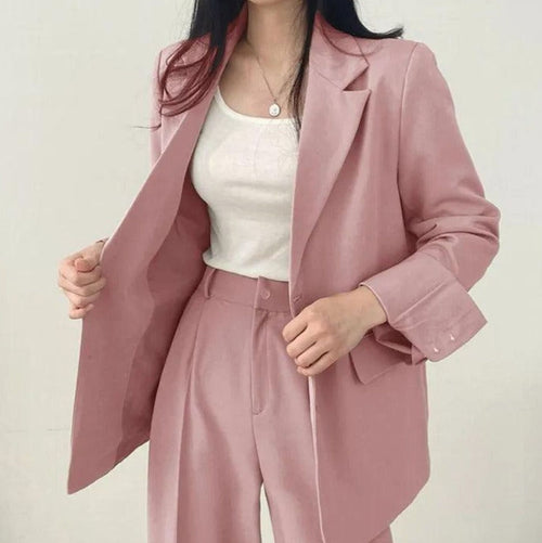 Apolline | Women's Tailored Long Blazer and High-Waist Trouser Suit Set