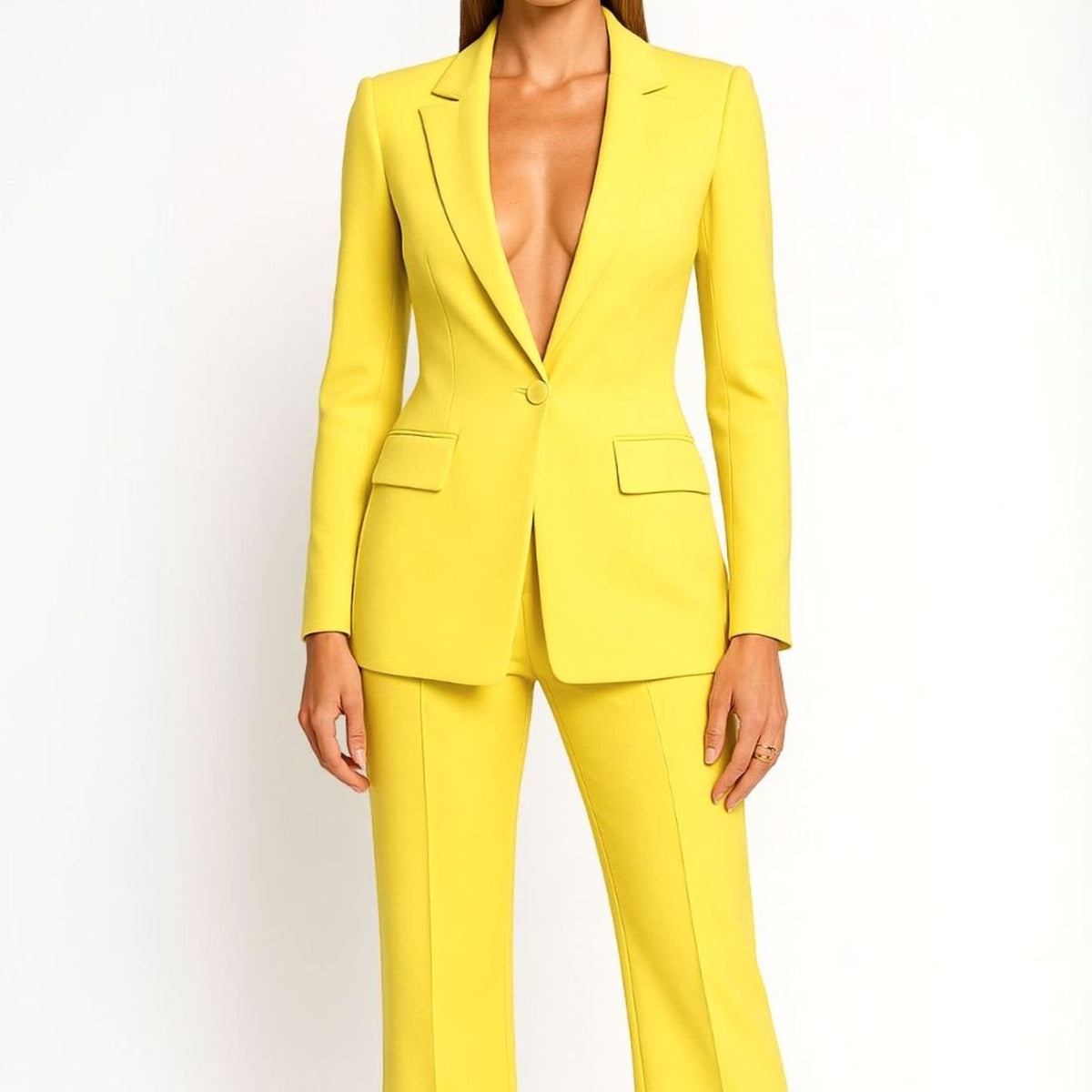 Isaure | Women's Tailored Wide-Leg Blazer Suit Set with Long Jacket